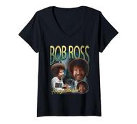 Femme Bob Ross Homage T-Shirt avec Col en V