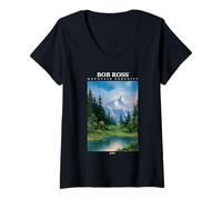Femme Bob Ross Mountain Serenity T-Shirt avec Col en V