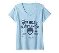 Femme Bob Ross Paint Shop T-Shirt avec Col en V