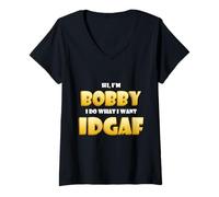 Femme Bobby Costume IDGAF Funny Meme Halloween Bob Costume Bobbys T-Shirt avec Col en V