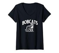Femme Bobcats Mascot 3 pour Joueurs et Fans T-Shirt avec Col en V