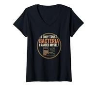Femme Bocal rétro au levain I Only Trust Bacteria I Raised T-Shirt avec Col en V