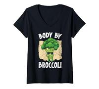 Femme Body by Brocoli Vegan Lover Vegetarian Healthy Vegetarian T-Shirt avec Col en V