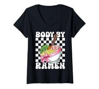 Femme Body by Ramen, Nouilles japonaises Instant Lunch, Coquette pour Filles T-Shirt avec Col en V