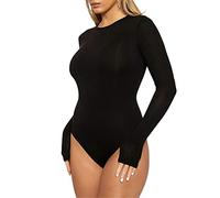 Femme Body Manches Lougues Bodysuits Élastiques Hauts de Danse Sportive Top Solid Slim M Dear-XiaoBao