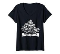 Femme Bodybuilder Massquatch Bigfoot Bodybuilding Amusant T-Shirt avec Col en V