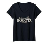 Femme Bogota Colombie Vintage T-Shirt avec Col en V