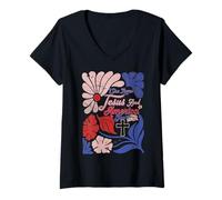 Femme Boho Christian, 4 juillet, elle aime Jésus et l'Amérique aussi T-Shirt avec Col en V