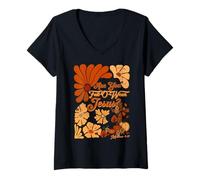 Femme Boho Christian Fall Thanksgiving are You Fall-O-Ween Jésus T-Shirt avec Col en V
