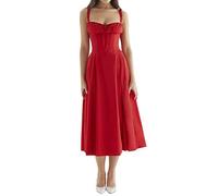 Femme Boho Robe Fleurie Eté Y2K Corset Robe Portefeuille sans Manches Bretelles Spaghetti Cordon de Serrage Robe Bustier Unicolore Slim Fit Bouton Bas A-Line Fleurs Boho Robe de Plage Robe Fendue