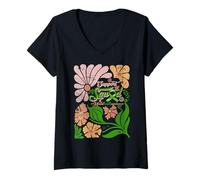 Femme Boho Support Squad - Sensibilisation à la santé mentale des cheveux de tournesol T-Shirt avec Col en V