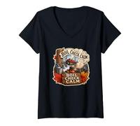 Femme Boil Check Calm Érable Sève Saison T-Shirt avec Col en V