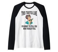 Femme Boire Cocktail Drôle Rétro Ménagère Vintage Vodka Manche Raglan
