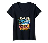 Femme Boisson de croisière, Bateau de Vacances, Humour Cocktail T-Shirt avec Col en V