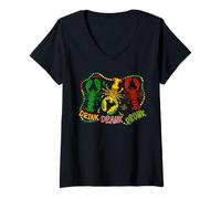 Femme Boisson Ivre écrevisses ivres Mardi Gras Graphic T-Shirt avec Col en V