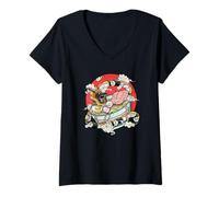 Femme Bol japonais Ramen Dragon Fantasy Food and Sushi Art T-Shirt avec Col en V