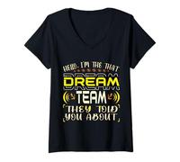 Femme Bold Dream Team Typography - Celui qu'ils Ont mentionné au Travail T-Shirt avec Col en V