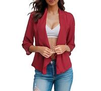 Femme Bolero Elégant Veste Courte Blanche Bouton Manches Courtes pour Robe Bretelle T Shirt Soirée Fête Décontracté Chic Elégante Cardigan Bolero Court Femme en Mousseline De Soie Veste (Red, M)