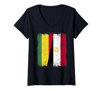 Femme Bolivie Egypte Demi-Drapeau Bolivien Egypte Patrimoine égyptien T-Shirt avec Col en V