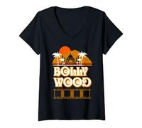 Femme Bollywood Cinéma Hindi Cinéma Vintage Indien 70s Inde T-Shirt avec Col en V