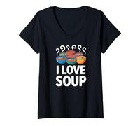 Femme Bols colorés I Love Soup Enthusiast T-Shirt avec Col en V