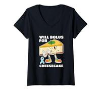 Femme Bolus pour gâteau au Fromage diabétique Type 1 2 insuline T-Shirt avec Col en V