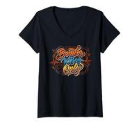 Femme Bomba Vibes, Seul Art Rythmique Afro-caribéen T-Shirt avec Col en V