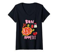 Femme Bon Appetit T-Shirt avec Col en V