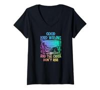 Femme Bon Dieu le veut et le ruisseau ne monte pas T-Shirt avec Col en V