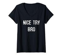 Femme Bon essai, Mon frère. T-Shirt avec Col en V