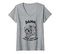 Femme Bon Sang de Vache devra Peut-être Appeler Thicc Aujourd'hui Meme T-Shirt avec Col en V
