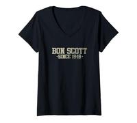Femme Bon Scott Since 1946 Logo athlétique Vieilli T-Shirt avec Col en V