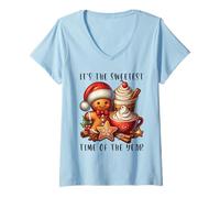 Femme Bonhomme en Pain d'épice de Noël, C'est Le Moment Le Plus Doux de l'année T-Shirt avec Col en V