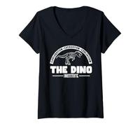 Femme Bonjour ! Allons chercher ce Dino Research Dino Institute T-Shirt avec Col en V