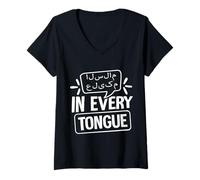 Femme Bonjour dans Toutes Les Langues T-Shirt avec Col en V