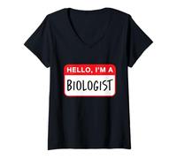 Femme Bonjour, Je suis biologiste - Drôle T-Shirt avec Col en V