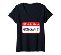 Femme Bonjour, Je suis Photographe - Drôle T-Shirt avec Col en V