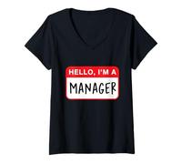 Femme Bonjour, Je suis Un Manager - Drôle T-Shirt avec Col en V