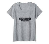 Femme Bonjour les ténèbres, mon vieil ami Halloween T-Shirt avec Col en V