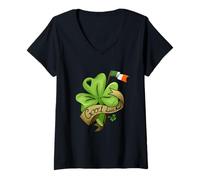 Femme Bonne Chance pour la Saint-Patrick et Le Paddy T-Shirt avec Col en V