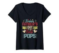 Femme Bonne fête des pères au groupe familial Best Pops Proud T-Shirt avec Col en V