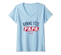 Femme Bonne Fête Papa T-Shirt avec Col en V