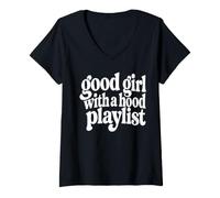 Femme Bonne Fille avec Une liste de Lecture à Capuche T-Shirt avec Col en V