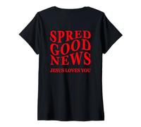 Femme Bonne Nouvelle : Jésus Vous Aime, Une œuvre chrétienne inspirante T-Shirt avec Col en V
