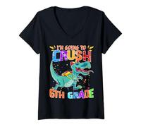 Femme Bonne rentrée Scolaire, Attention, Je Vais écraser la sixième année T-Shirt avec Col en V