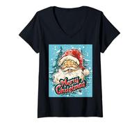 Femme Bonnet de Père Noël Amusant et Mignon T-Shirt avec Col en V