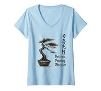Femme Bonsaï Hobbyist Sumi e Patience Élagage Dévotion Art T-Shirt avec Col en V