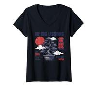 Femme Bonsaï Petit Arbre Big Leçons Graphique Japonais T-Shirt avec Col en V