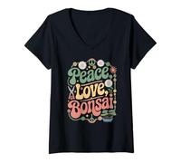 Femme Bonsaï rétro des années 60 et 70 pour amateurs de bonsaï T-Shirt avec Col en V
