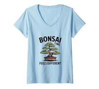 Femme Bonsaï Time Feels Different Zen T-Shirt avec Col en V